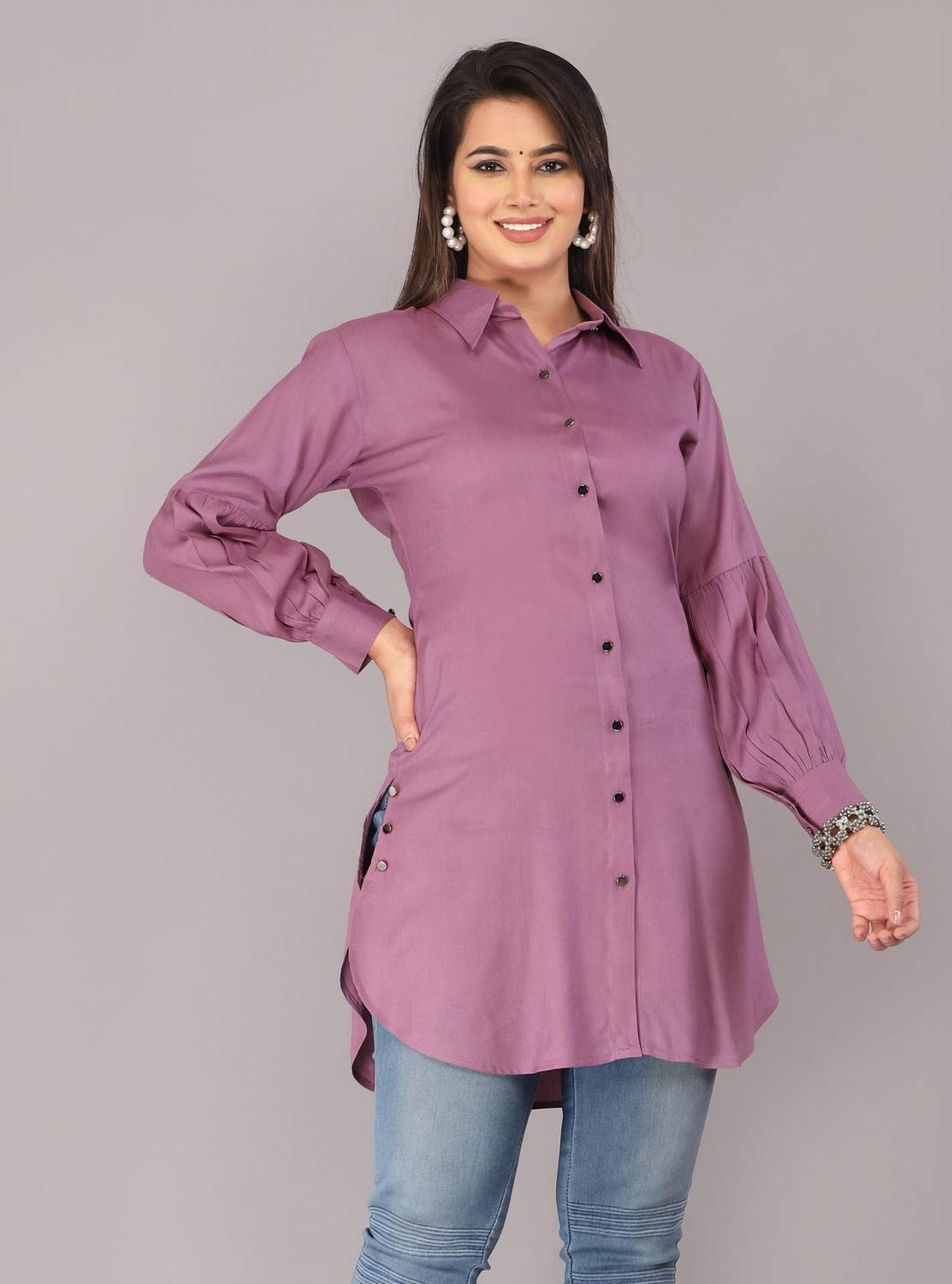 Myorica Women Solid Casual Pink Shirt