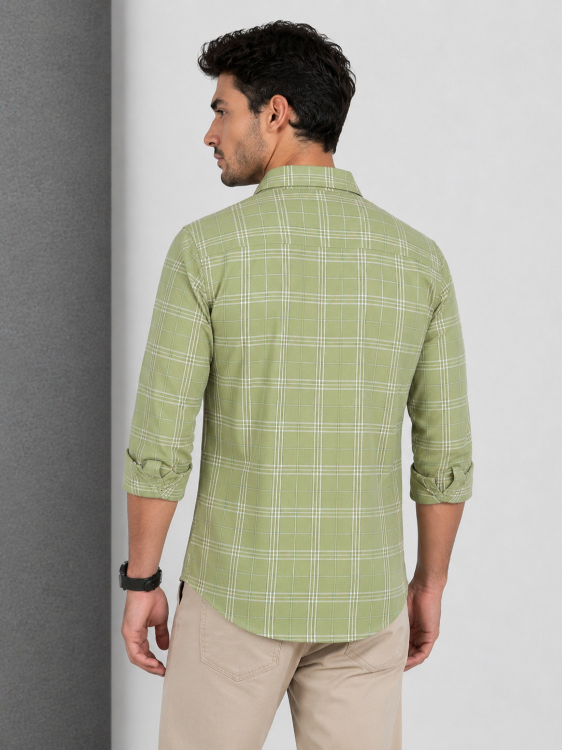 Image of FUBAR Men Solid Casual Light Green Shirt
