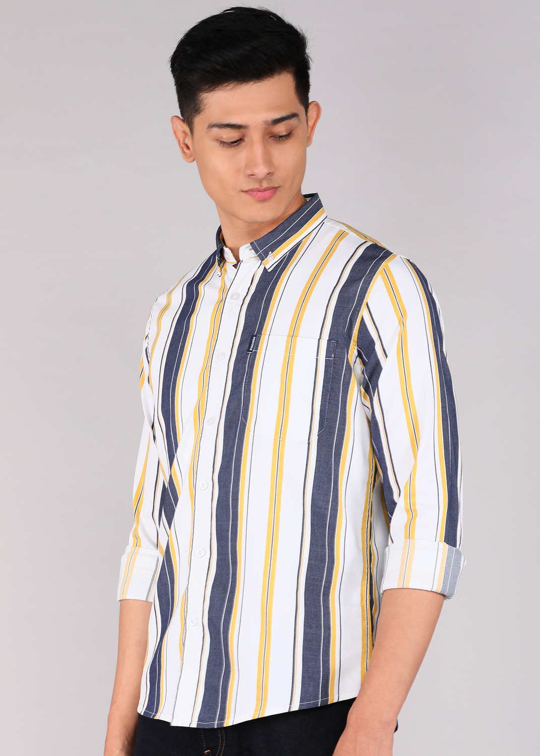 Image of PROVOGUE Men Striped Casual Multicolor Shirt