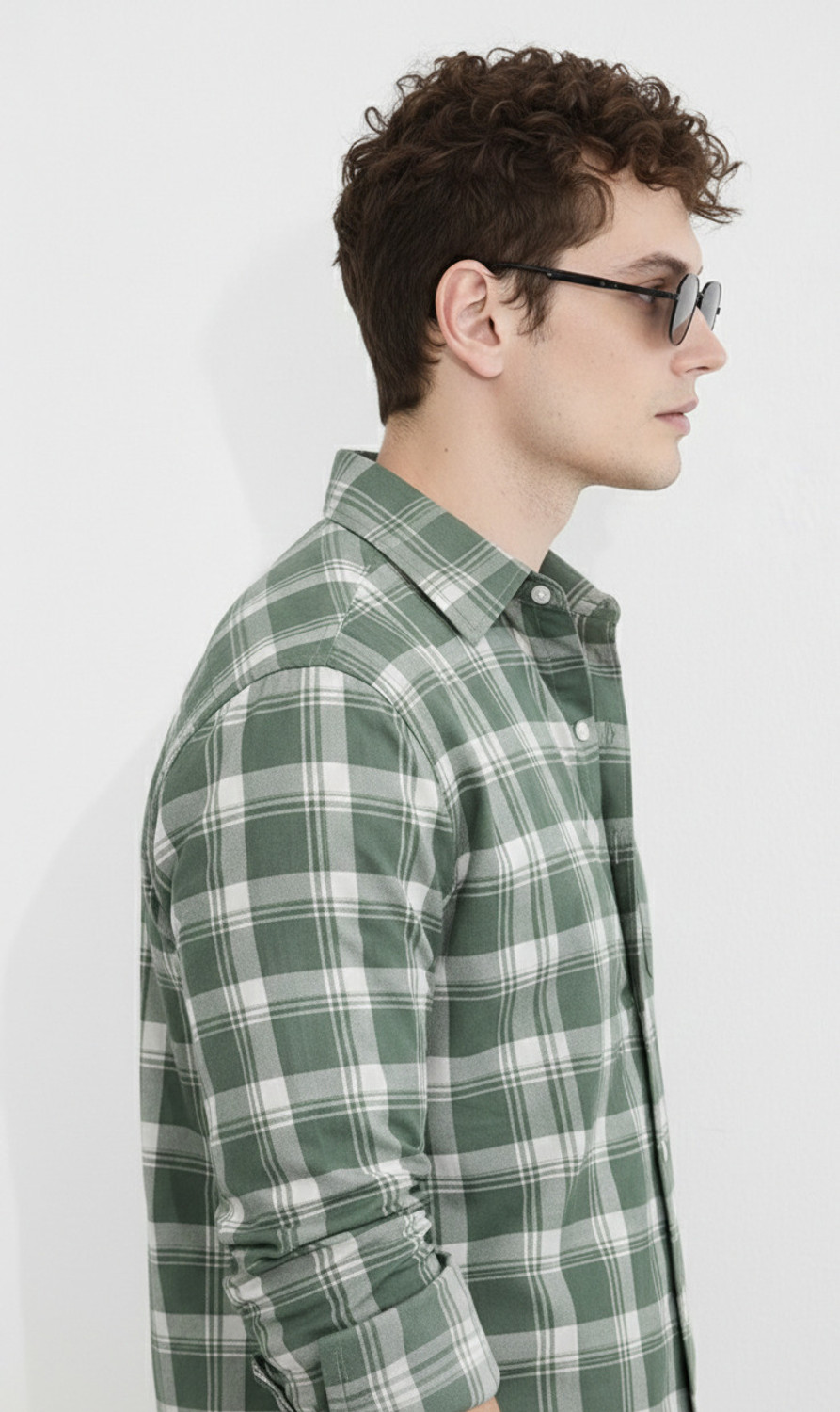 Image of Jai Textiles Men Checkered Casual Light Green Shirt