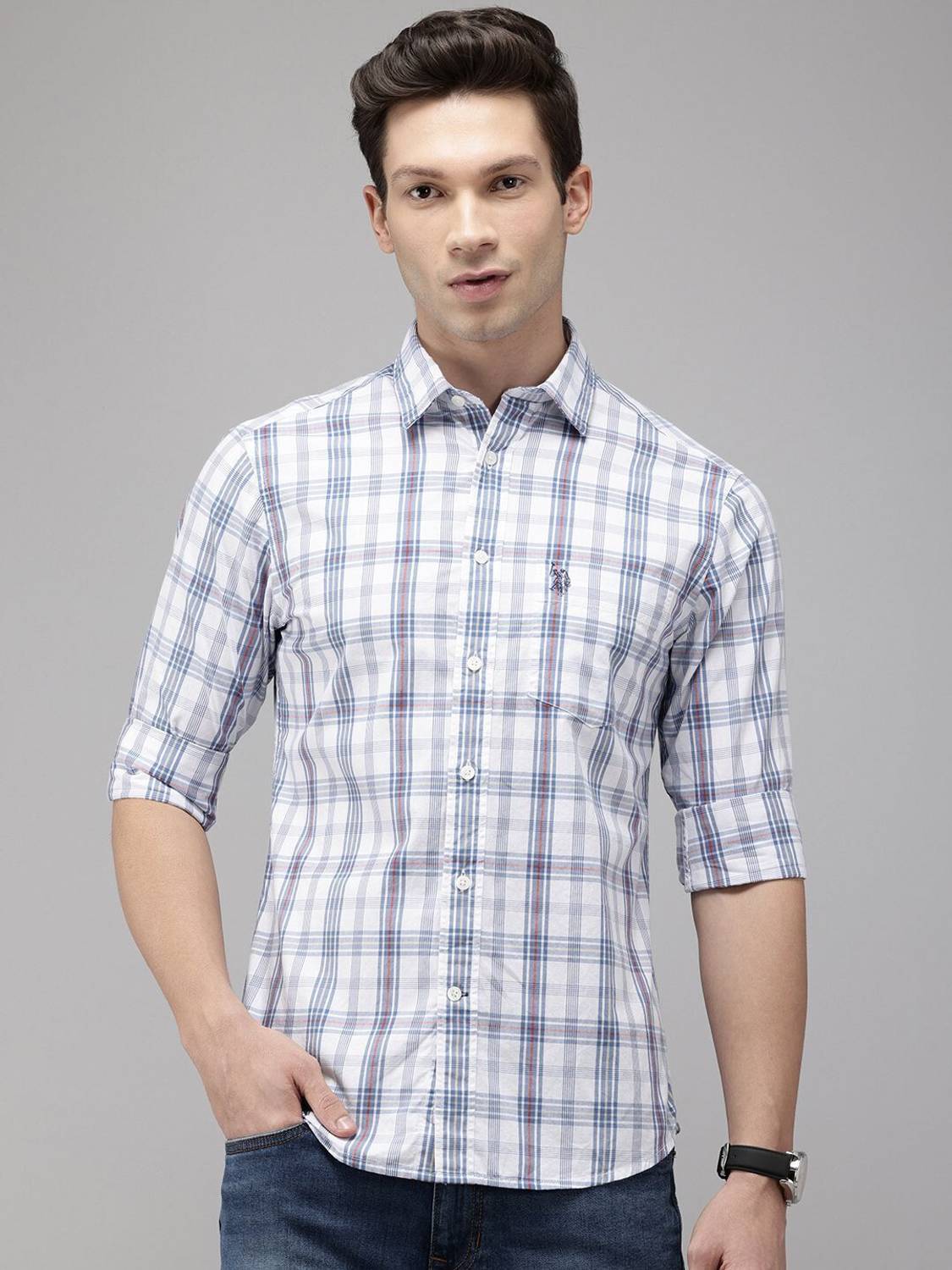 U.S. POLO ASSN. Men Solid Casual White Shirt - Image 5