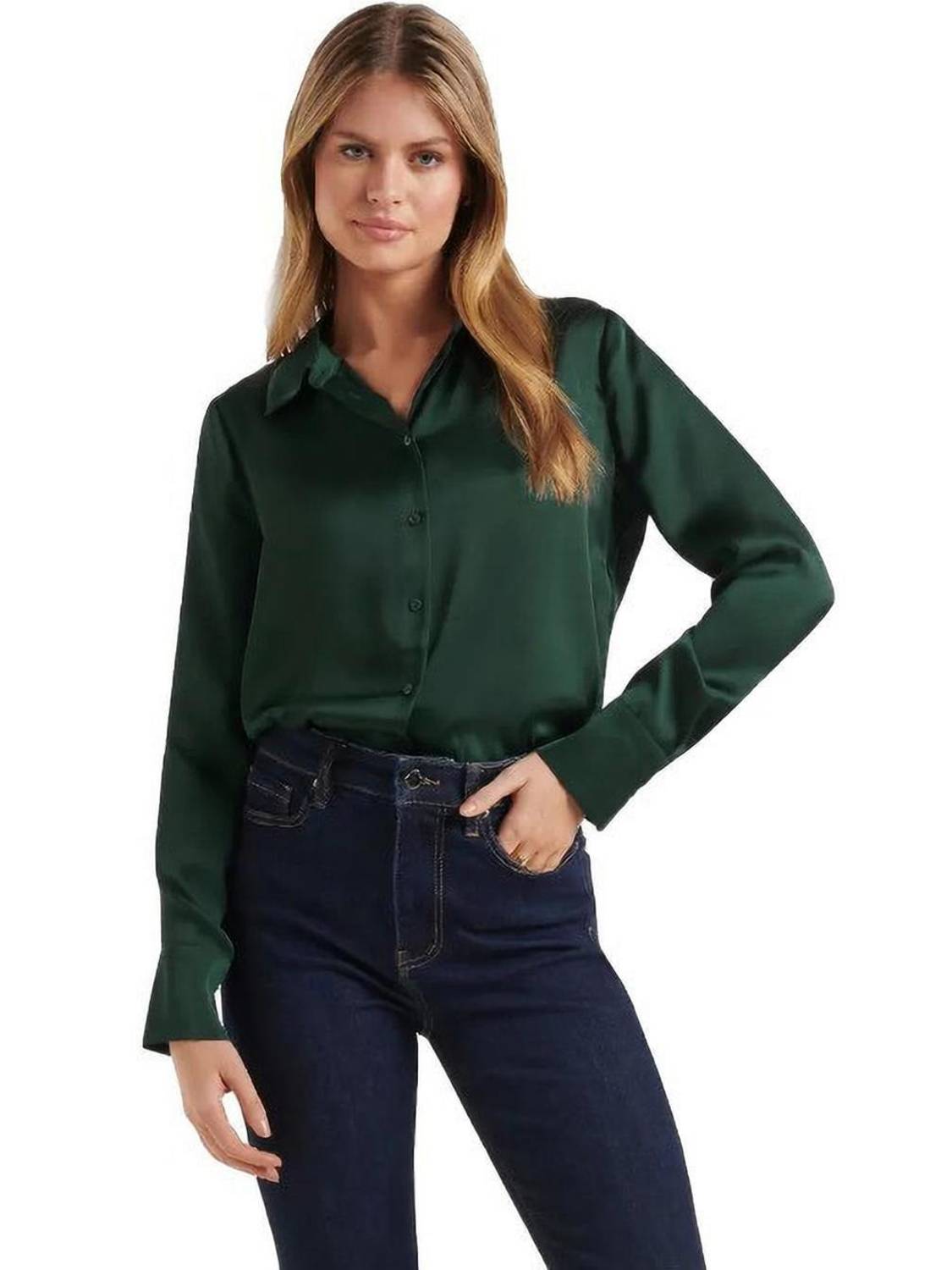 BOWRAIN Women Solid Casual Dark Green Shirt
