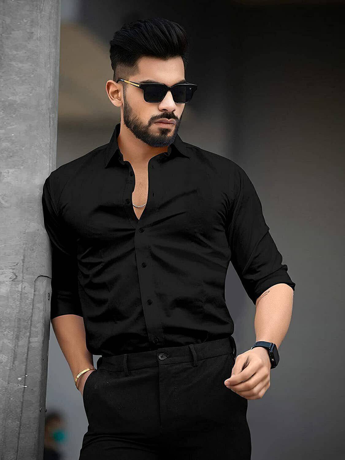 VC Fashion Men Regular Fit Solid Spread Collar Formal Shirt