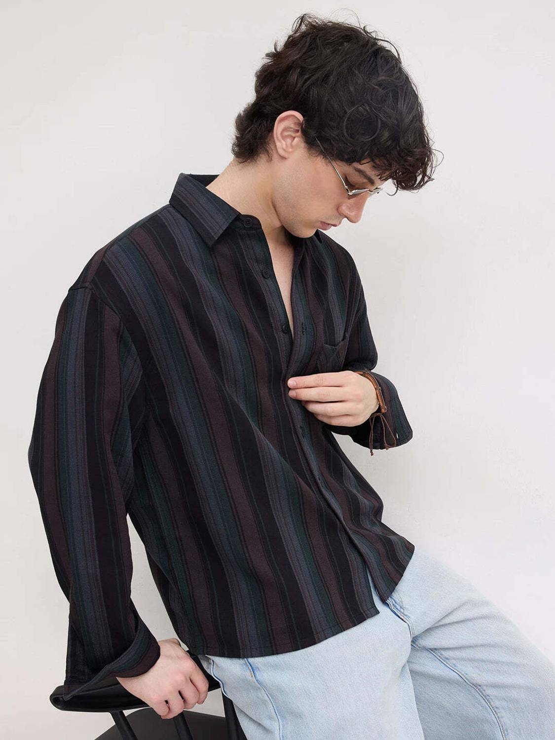 VASTRADO Men Striped Casual Brown Shirt - Image 2