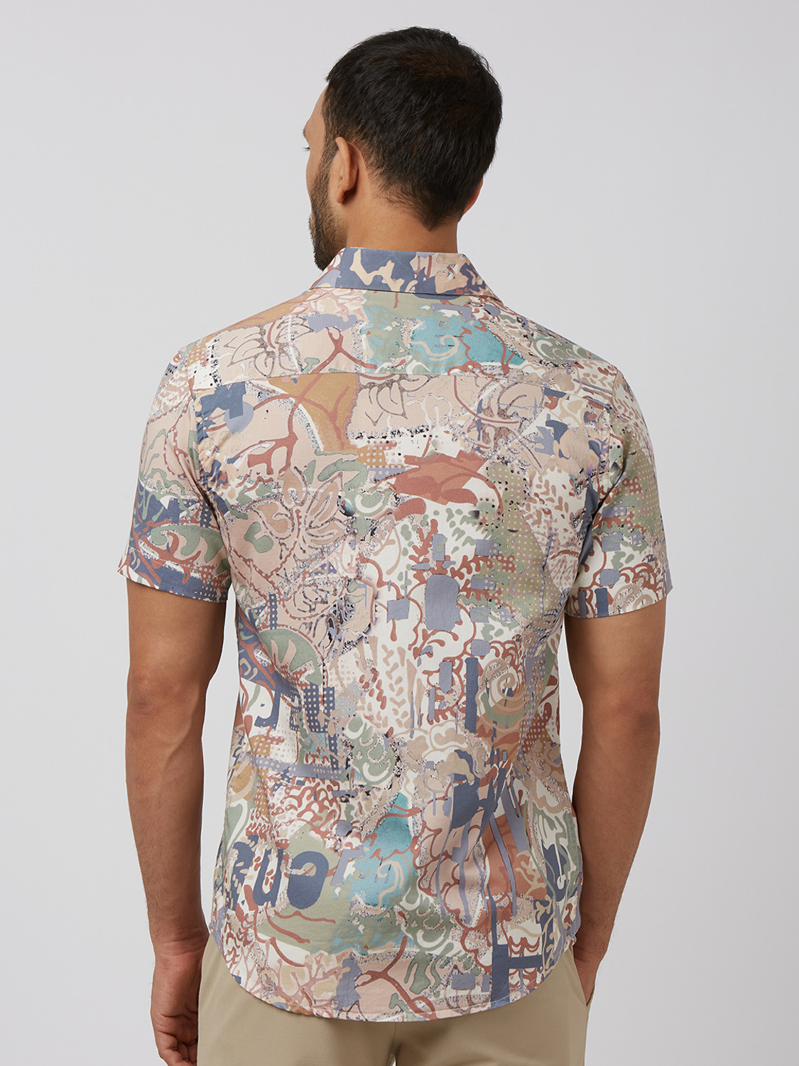 Image of MUFTI Men Printed Casual Pink Shirt
