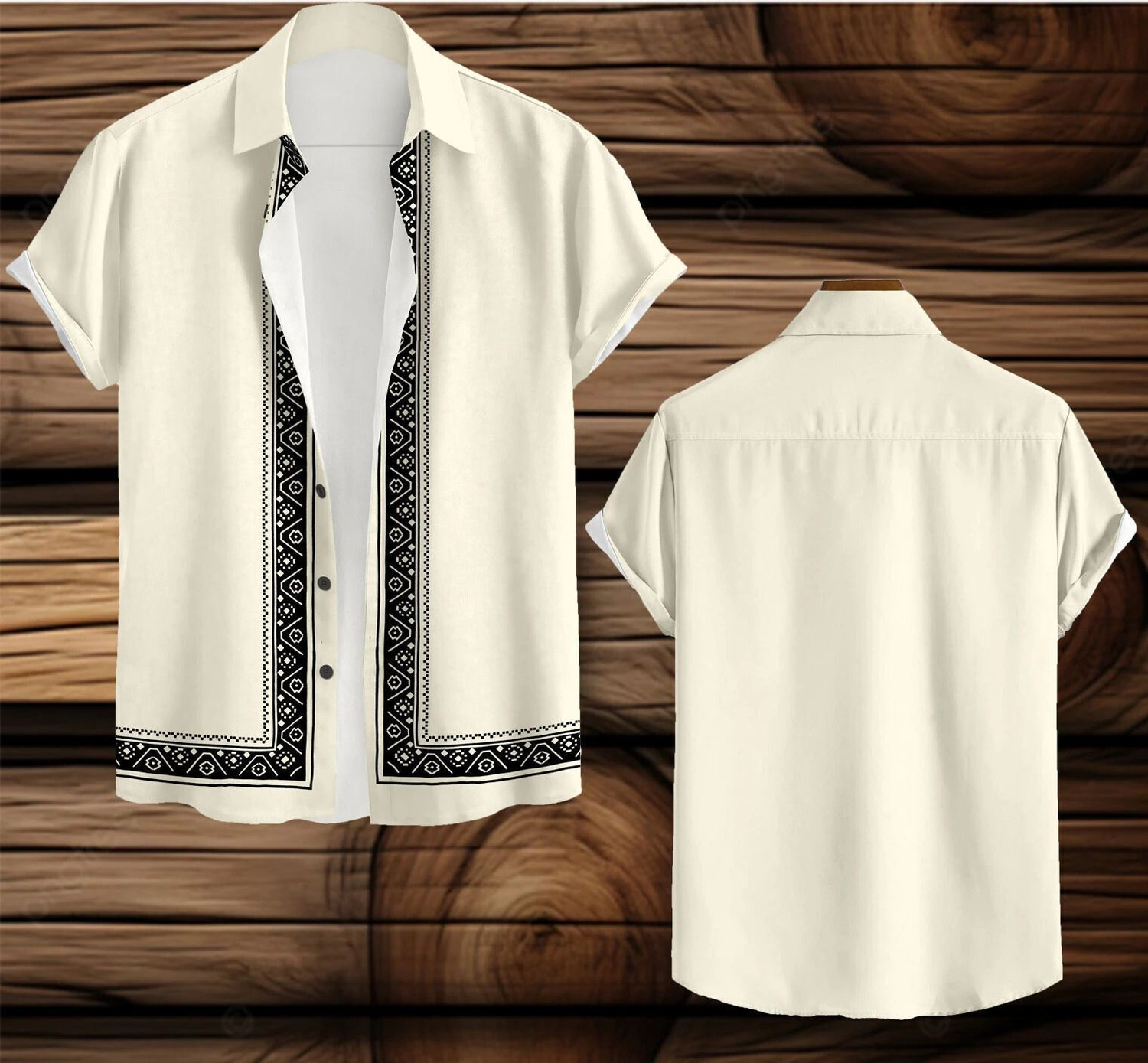 Image of flying queen Men Printed Casual Cream Shirt