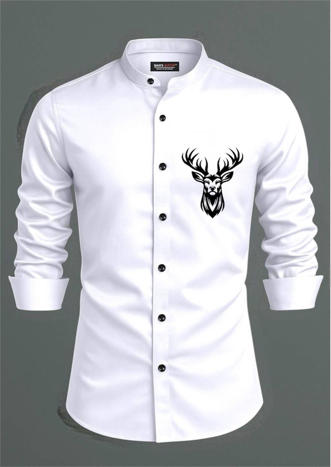 MAN'S Printed Casual Black Shirt - Image 1
