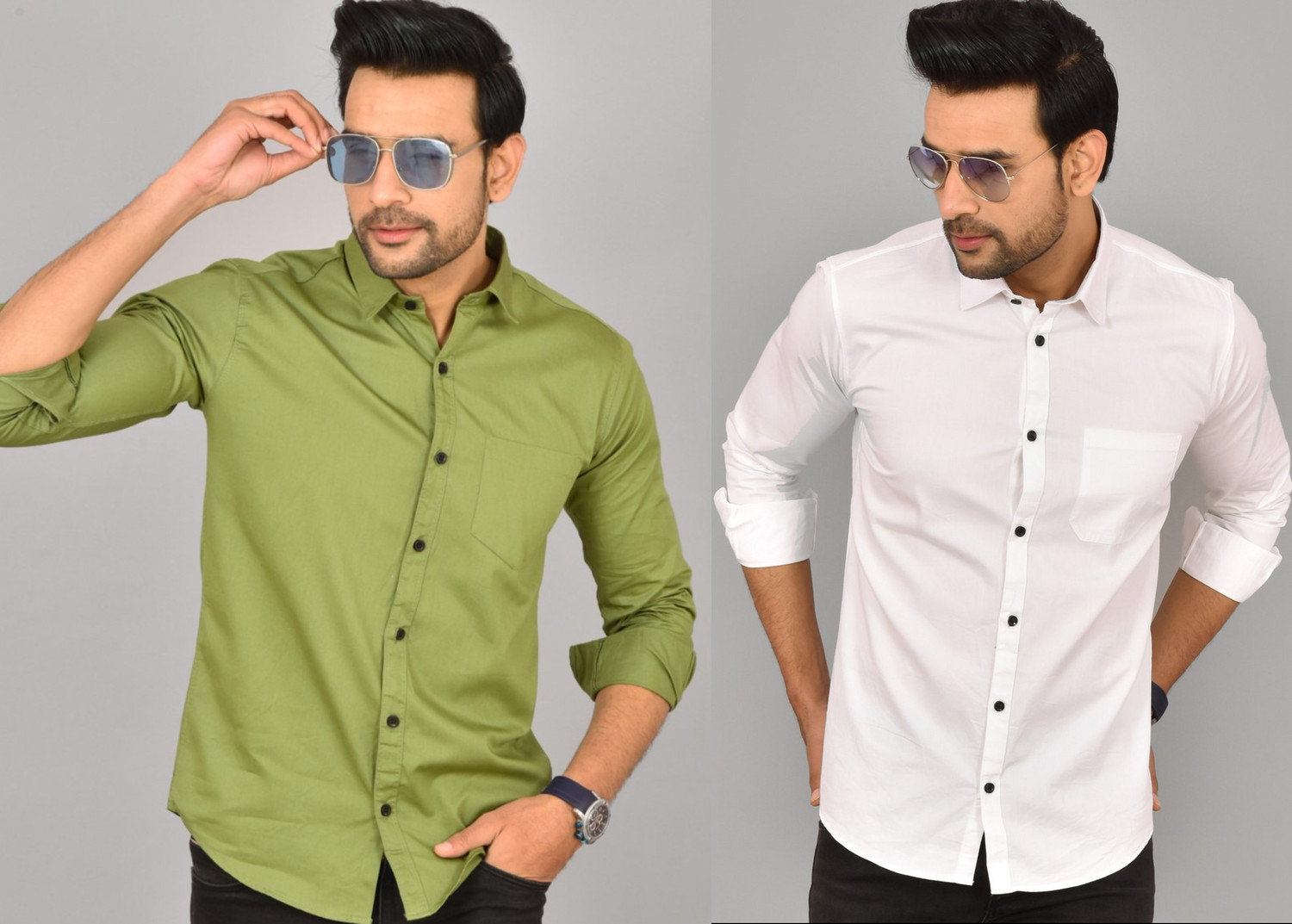 Image of HEMS Men Solid Casual Multicolor Shirt