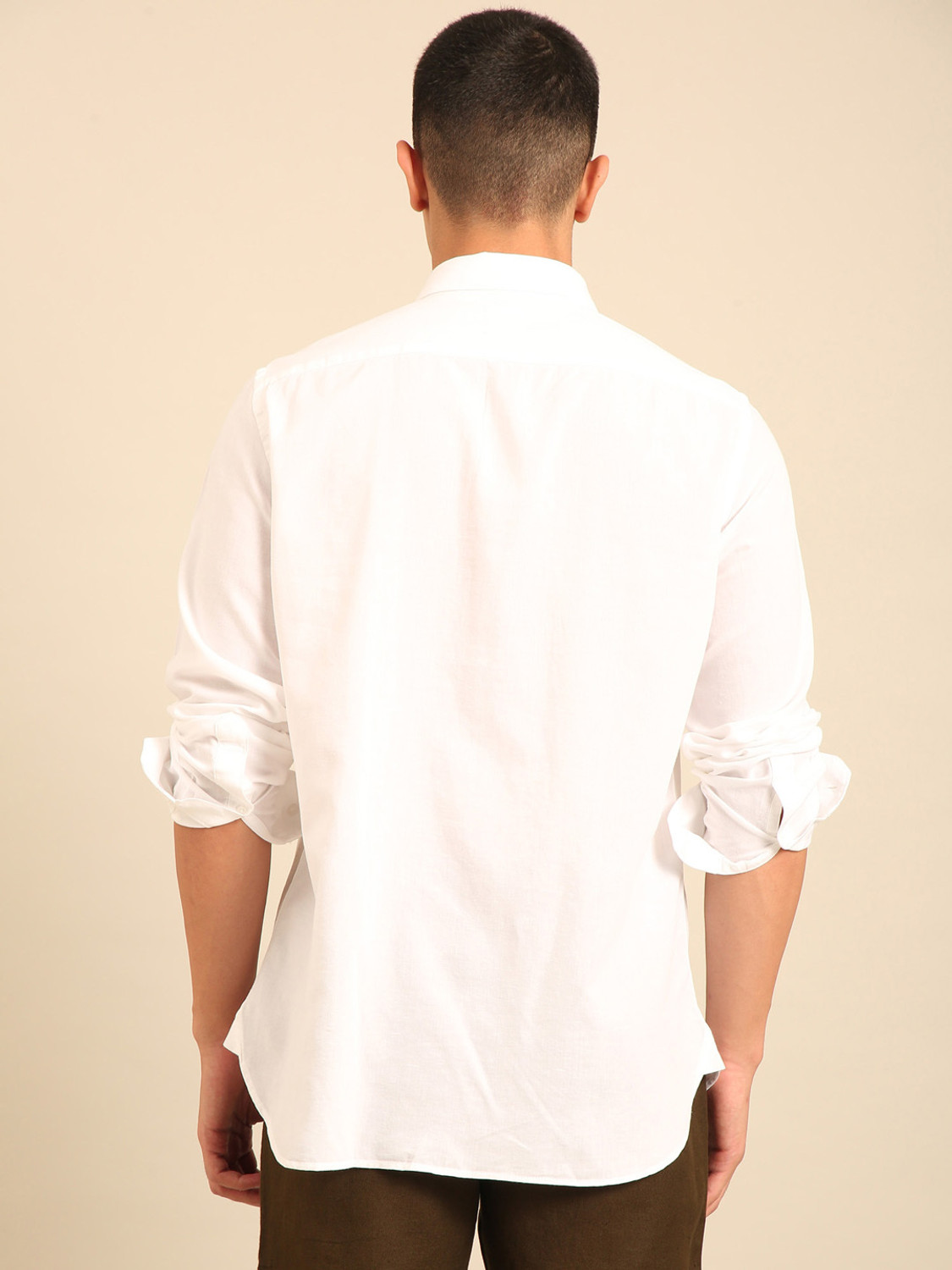 Image of CAVALLO BY LINEN CLUB Men Solid Casual White Shirt
