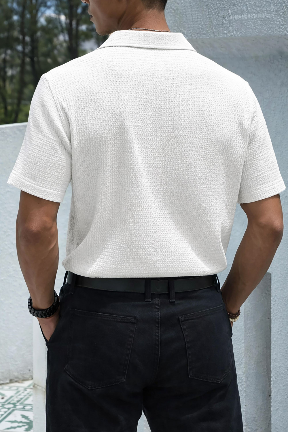 Image of COMBRAIDED Men Solid Formal White Shirt