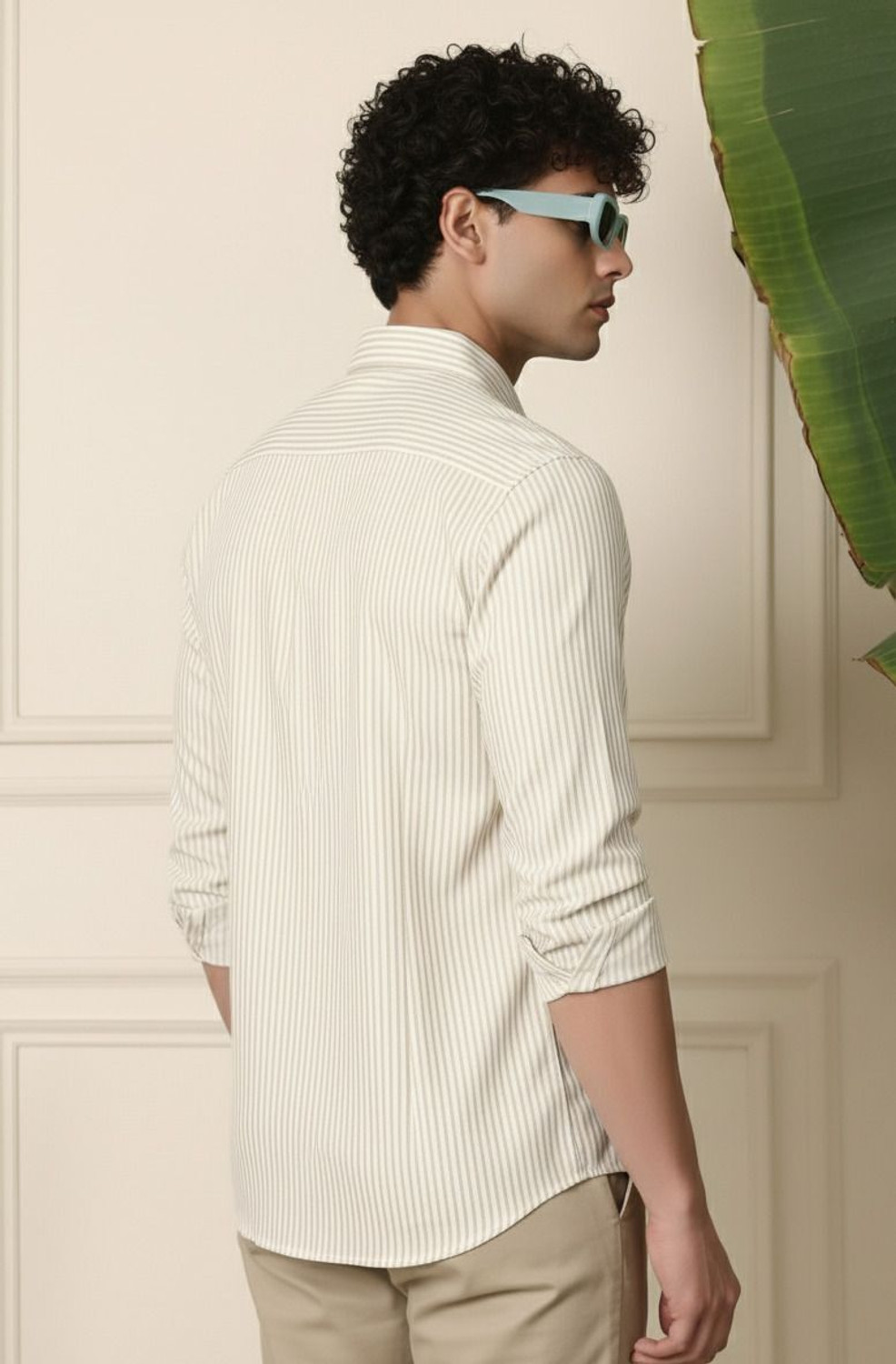 Image of METRONAUT Men Striped Casual Brown Shirt