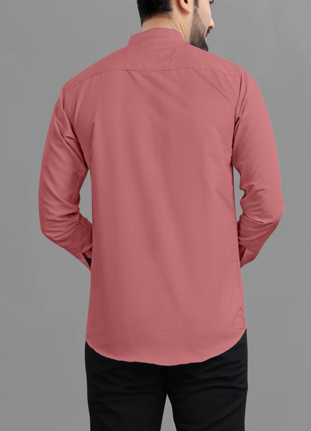 Image of BroMiyO Men Solid Casual Pink Shirt