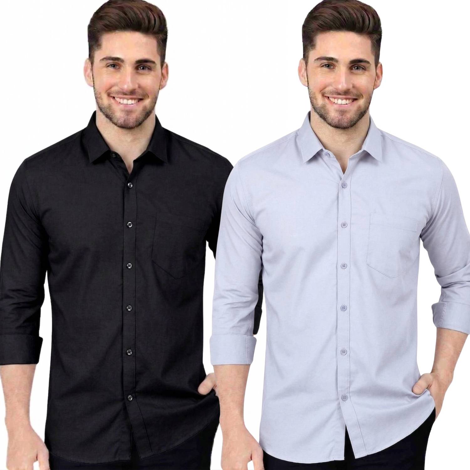 youth first Men Regular Fit Solid Spread Collar Casual Shirt (Pac