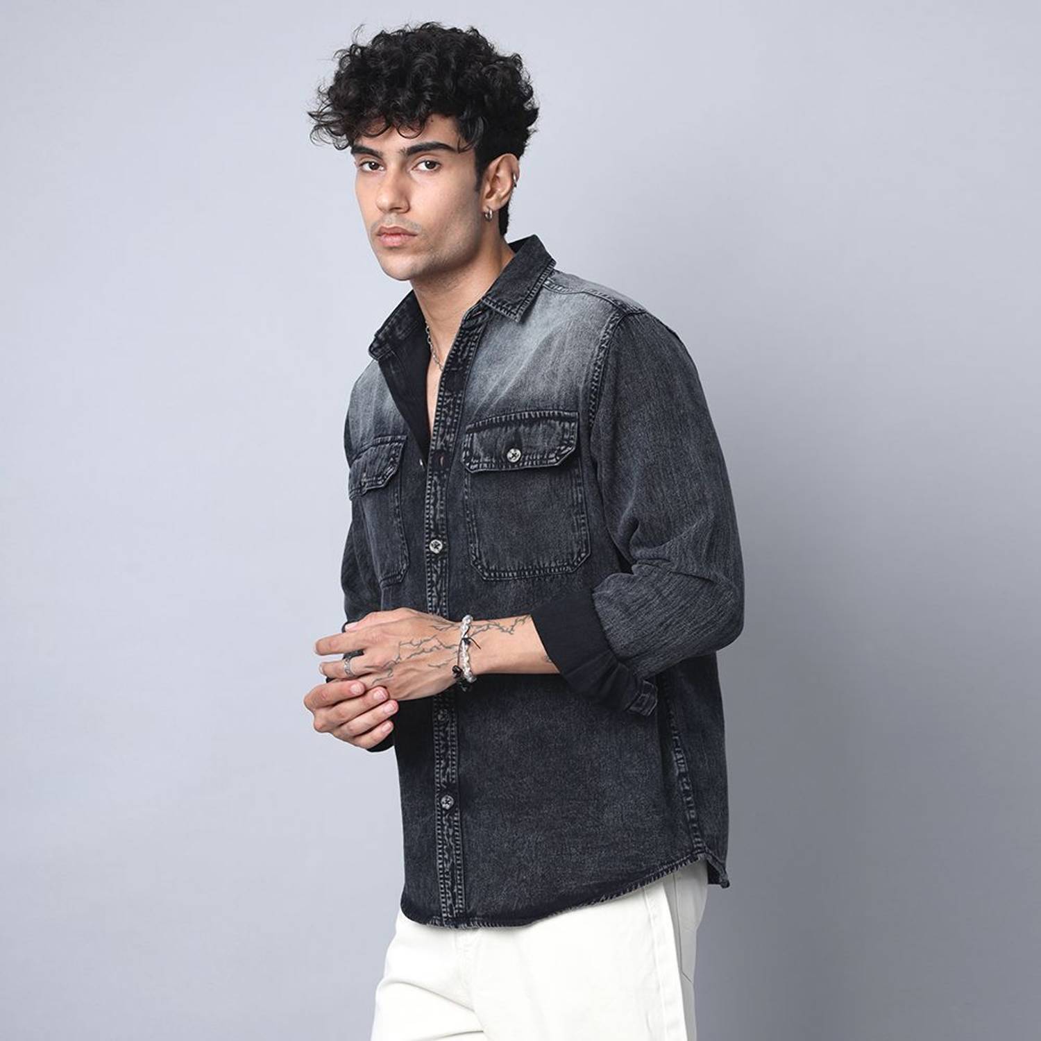 D Finish Men Black Casual Shirt - Image 3