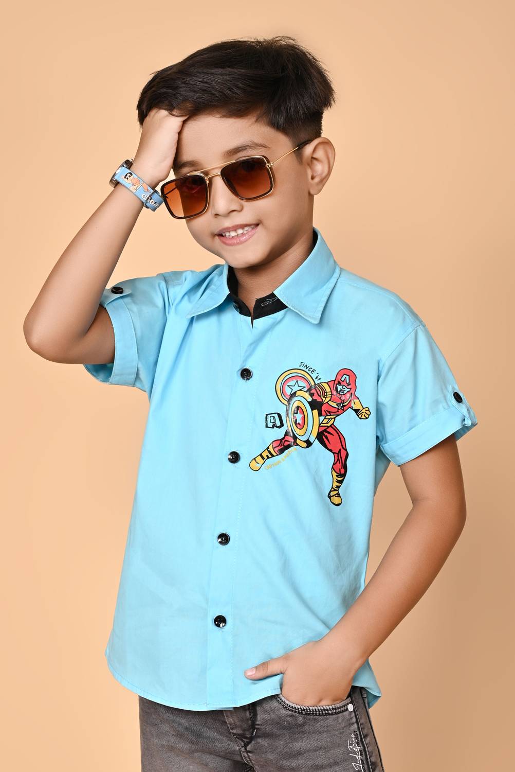 barkatdesigningplanet Boys Printed Casual Multicolor Shirt