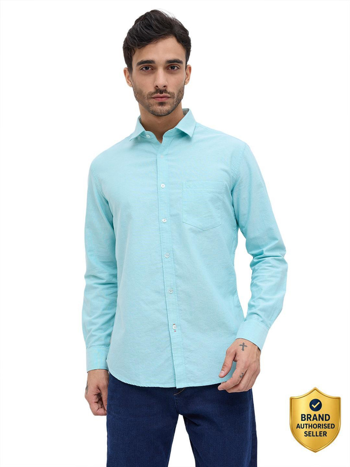 Image of KILLER Men Solid Casual Green Shirt