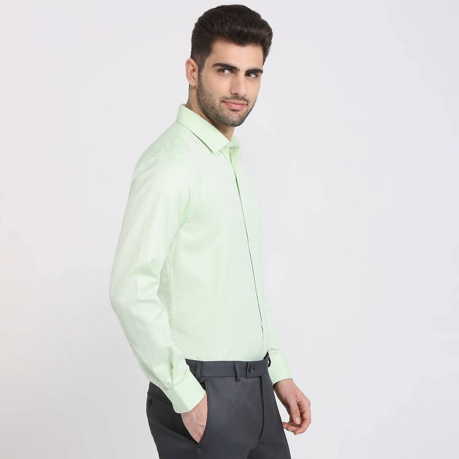 PARK AVENUE Men Green Formal Shirt - Image 3