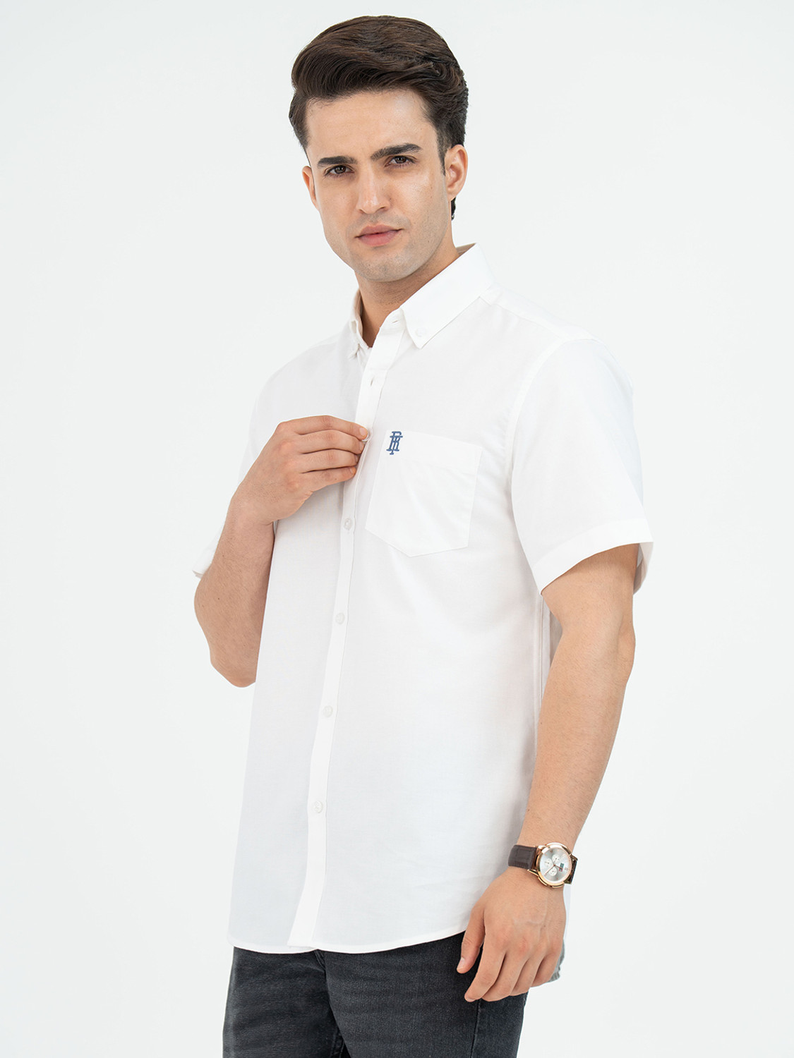 Image of RED TAPE Men Solid Casual White Shirt