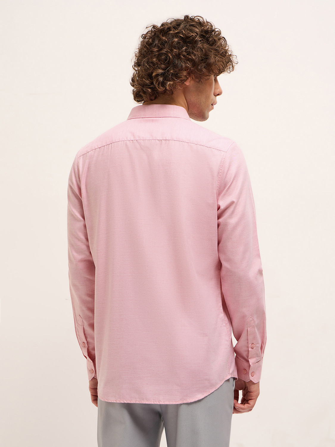 Image of THE BEAR HOUSE Men Solid Formal Pink Shirt