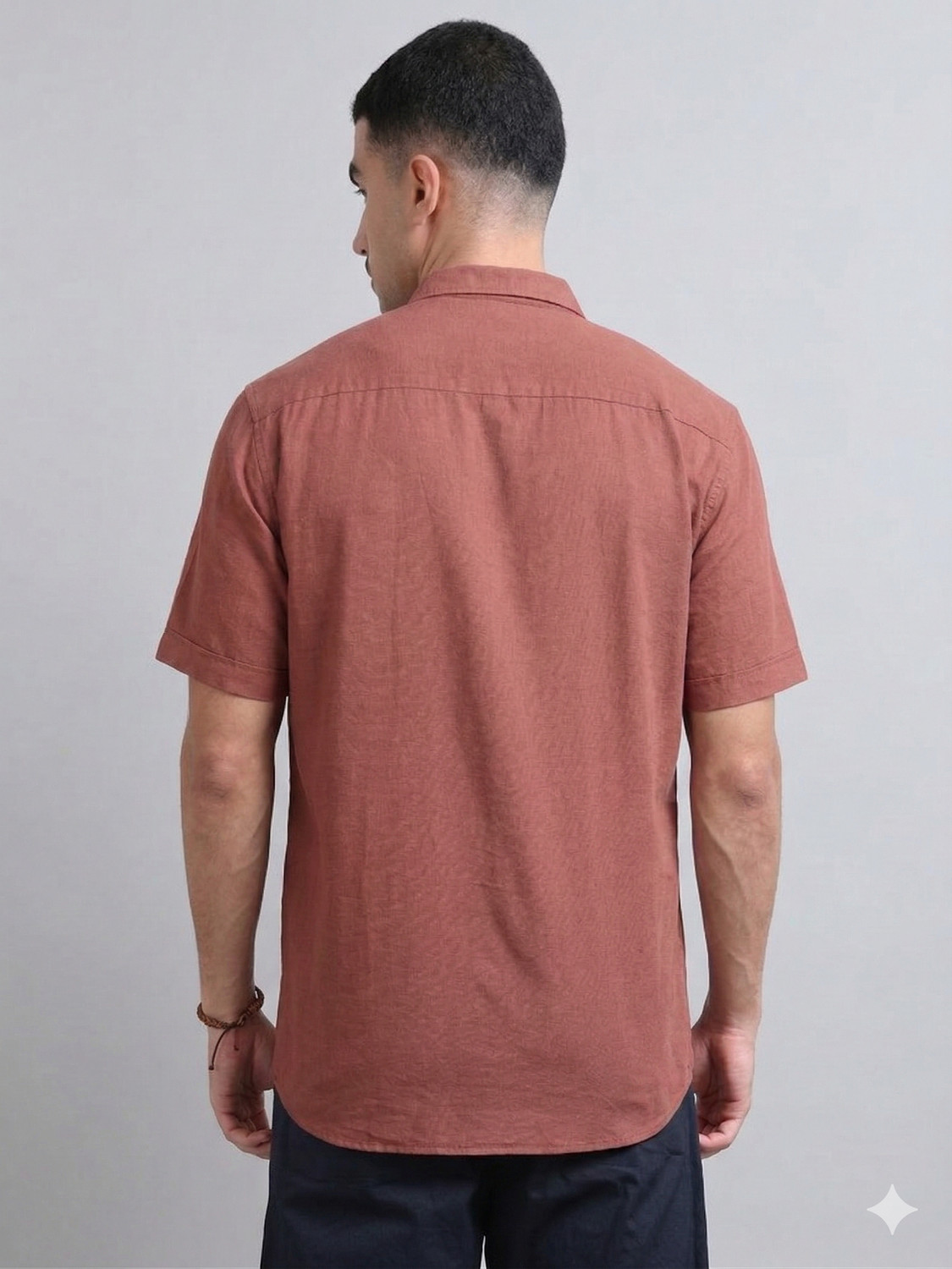 Image of U.S. Pitchers Men Solid Casual Brown Shirt