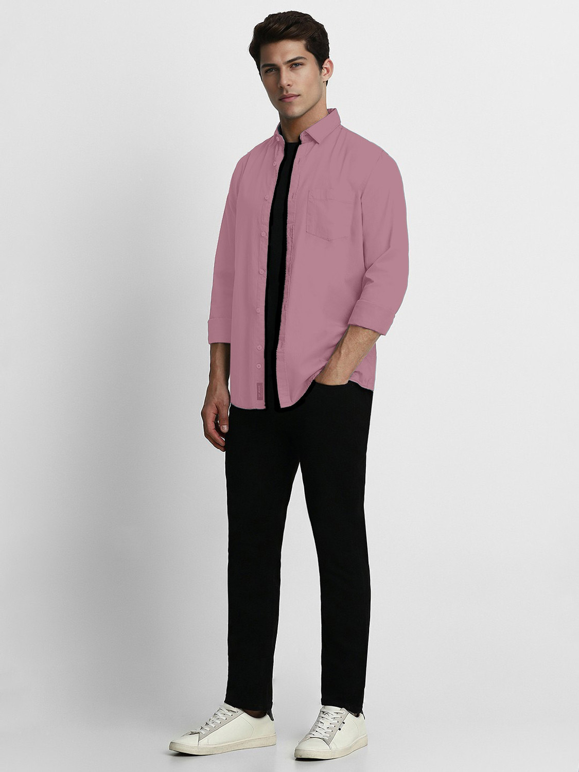 Image of SHIMAK Men Solid Formal Pink Shirt