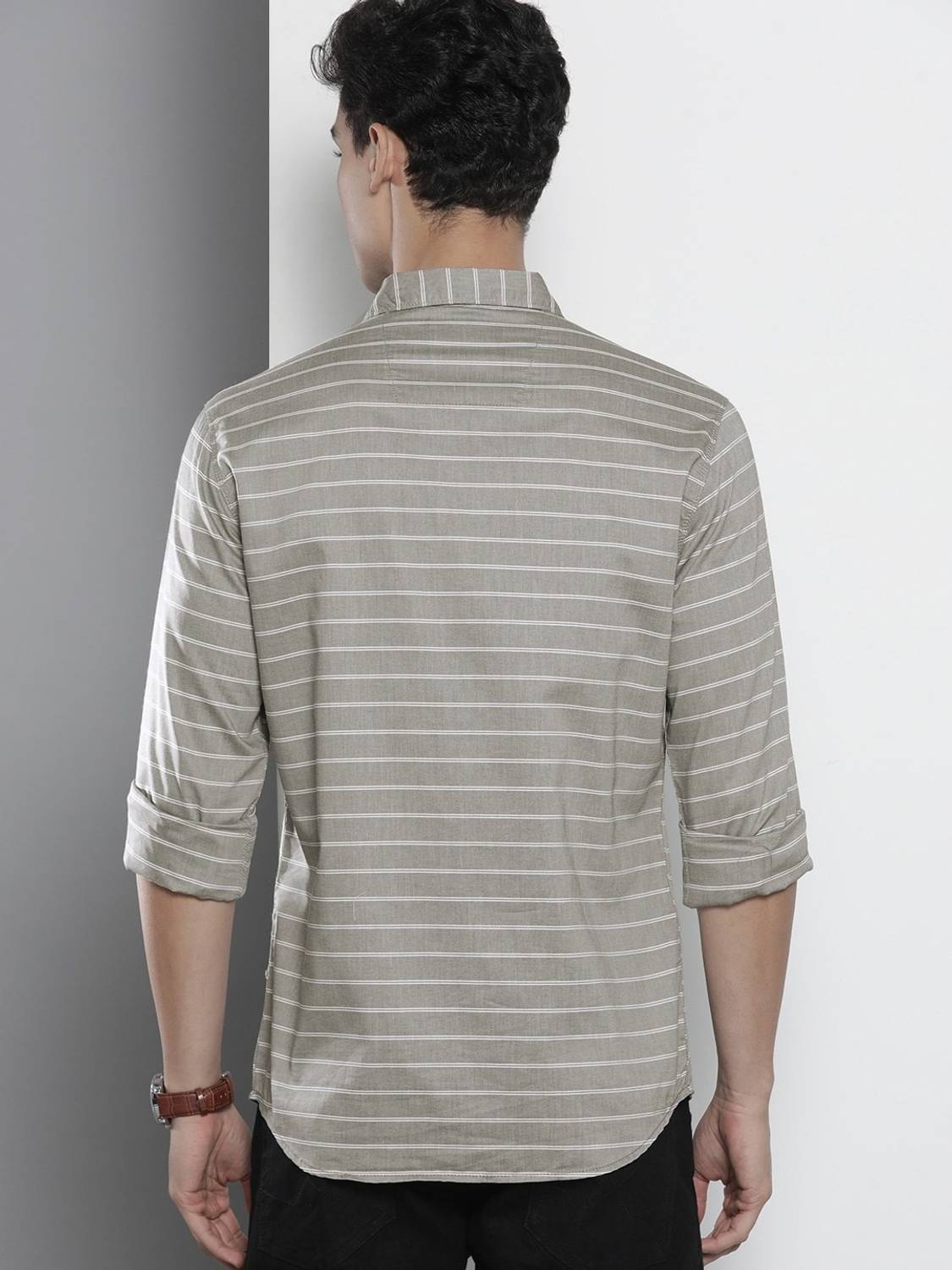 The Indian Garage Co. Men Striped Green Shirt - Image 5