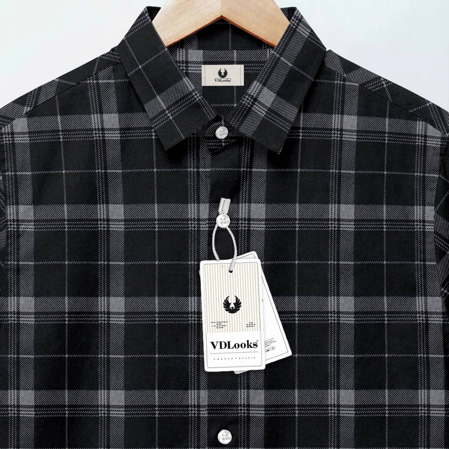 vdlooks Men Checkered Black, Grey Shirt - Image 3