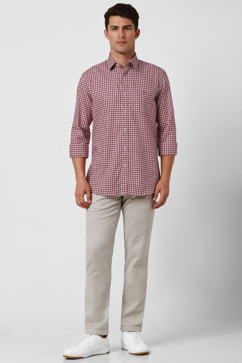 Image of VAN HEUSEN Men Checkered Casual Red Shirt