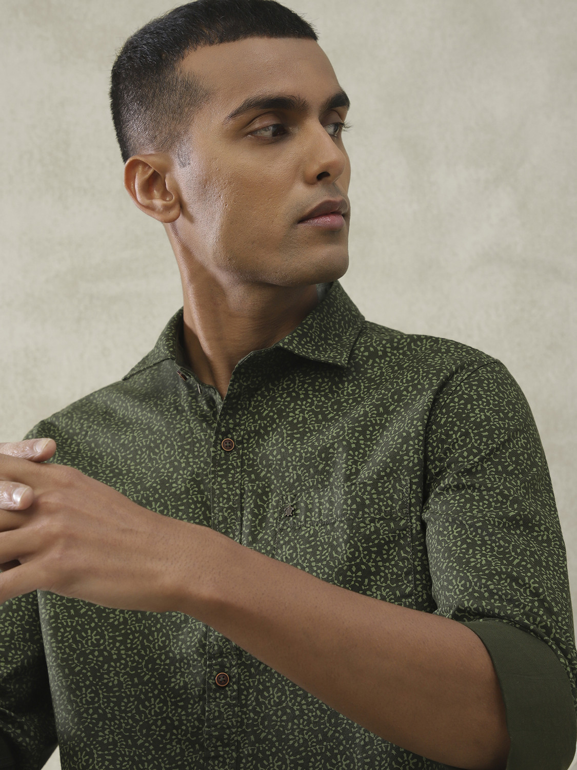 Image of TURTLE Men Printed Casual Dark Green Shirt