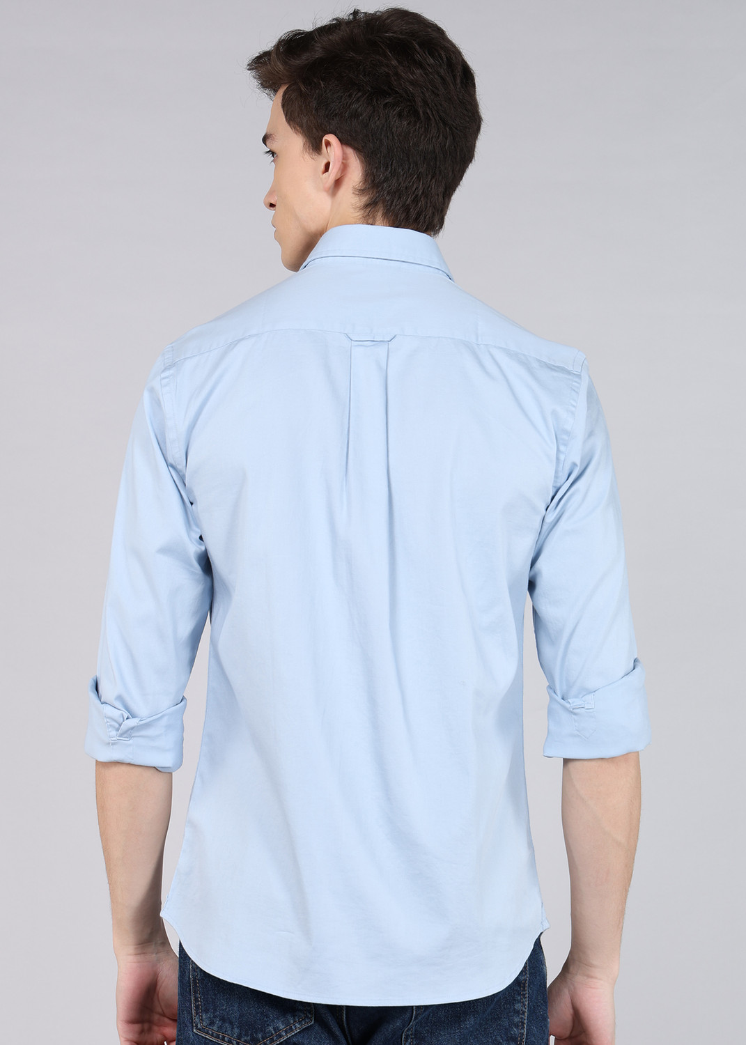 Image of U.S. POLO ASSN. Men Solid Casual Blue Shirt