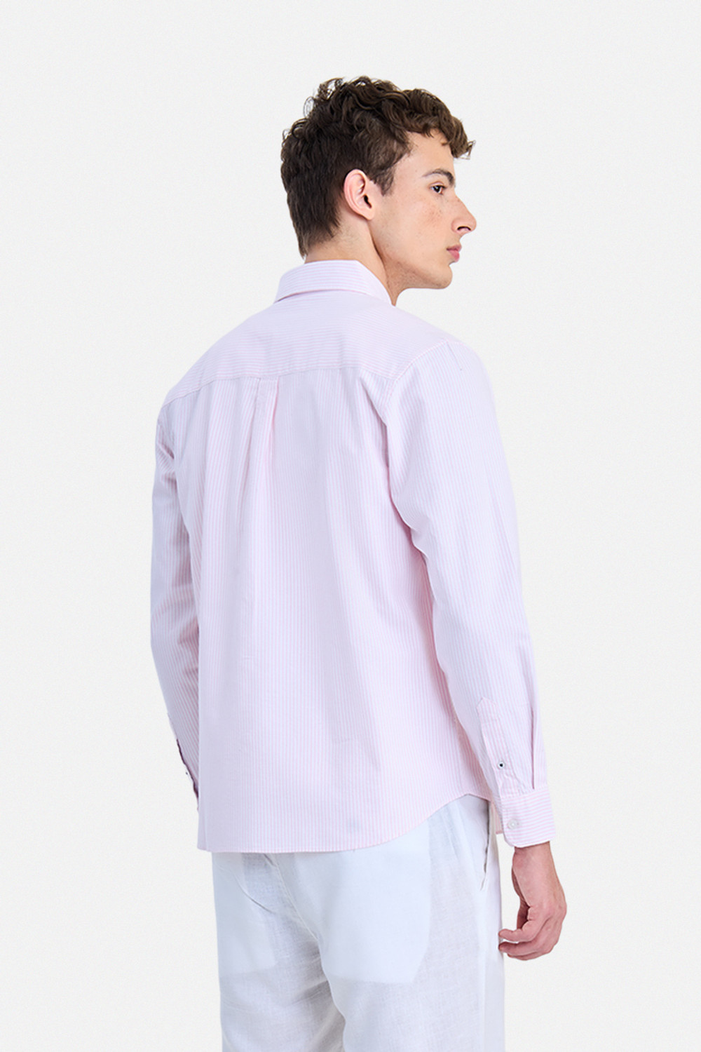 Image of Snitch Men Striped Casual Pink Shirt
