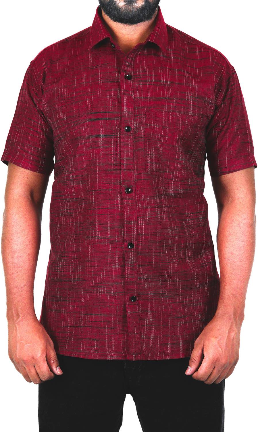AUZAAI COLLECTION Men Self Design Casual Red Shirt
