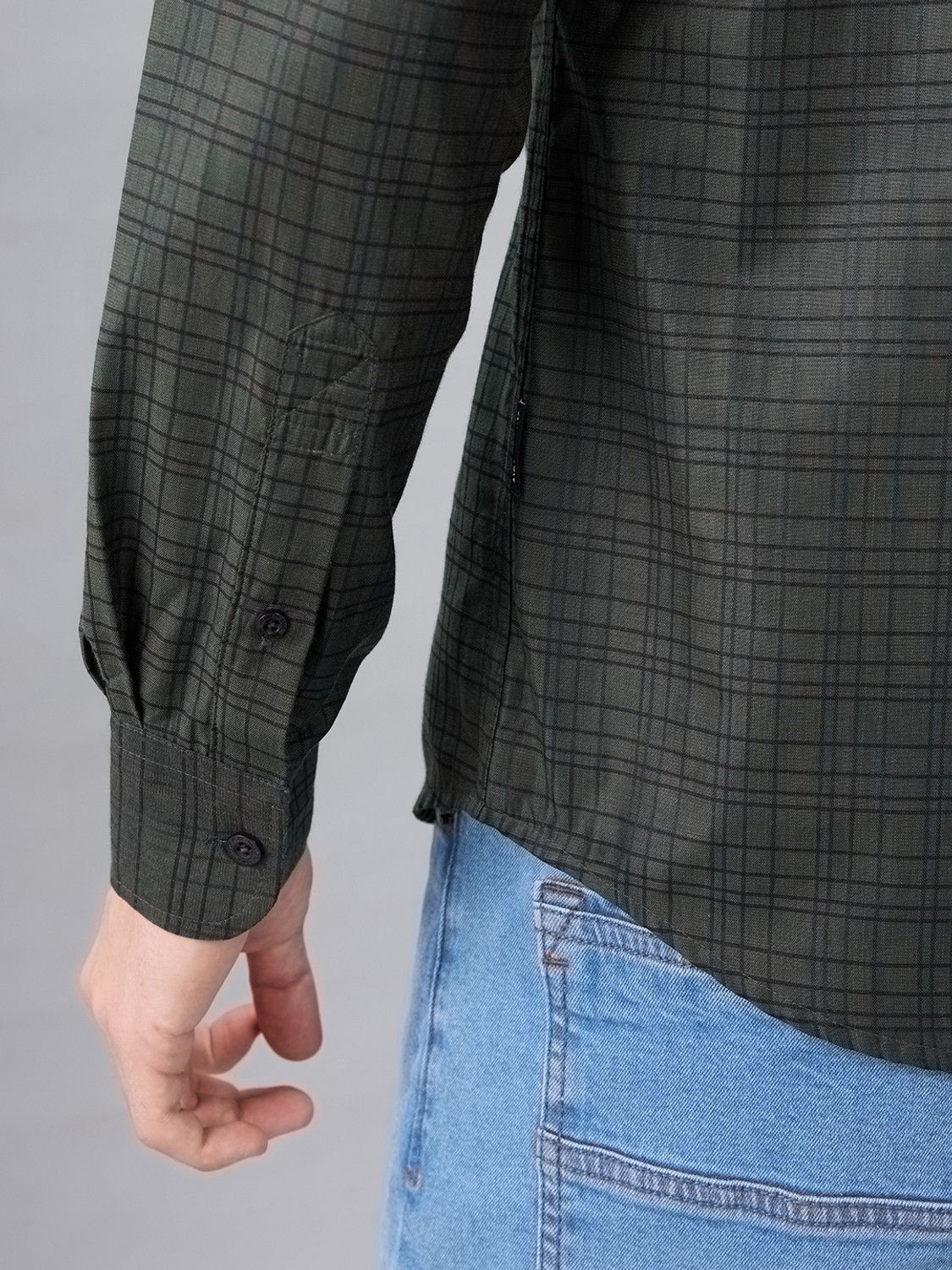 Image of Kenneth Cole Men Checkered Casual Black Shirt