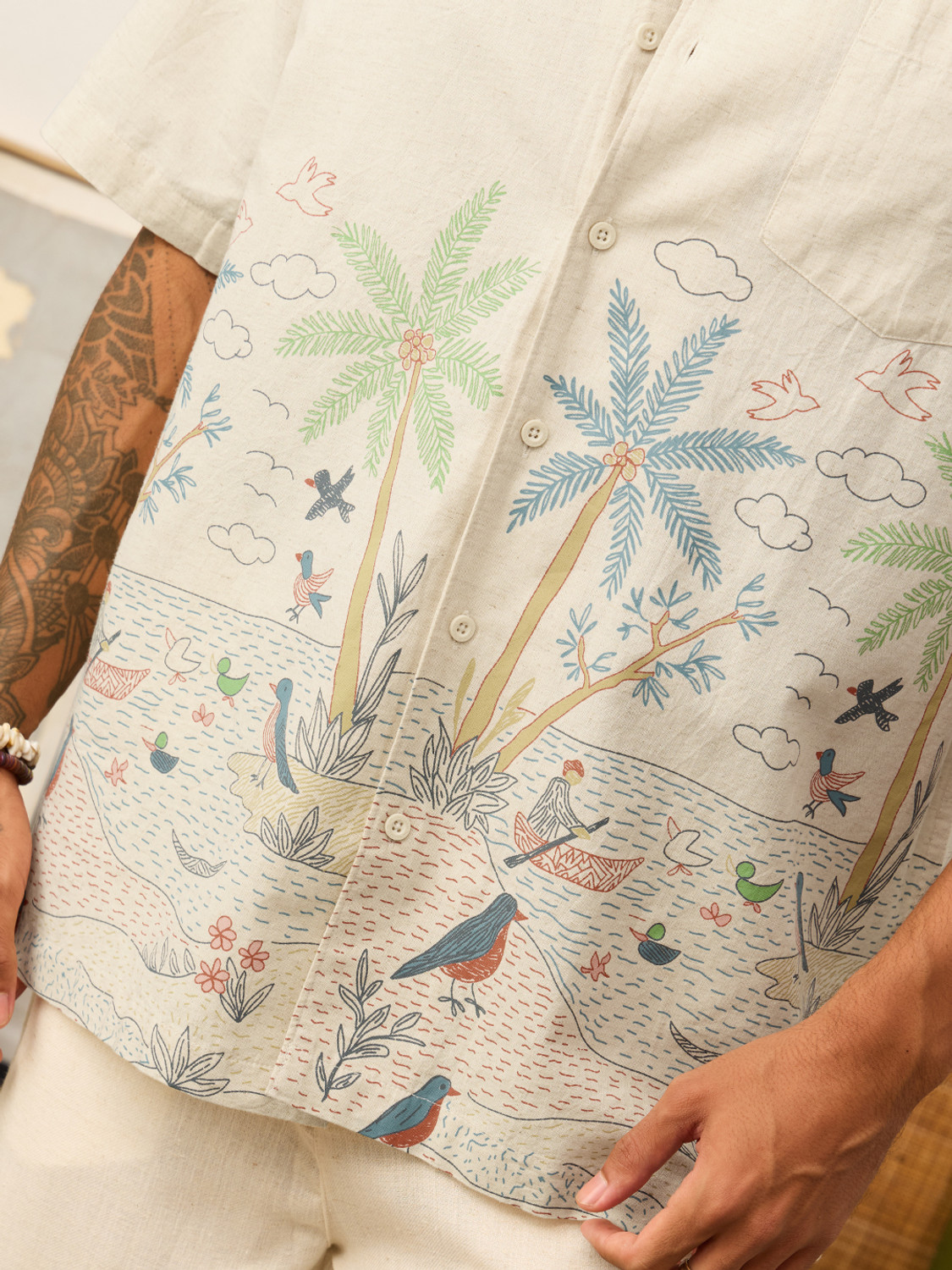 Image of The Souled Store Men Printed Casual White Shirt
