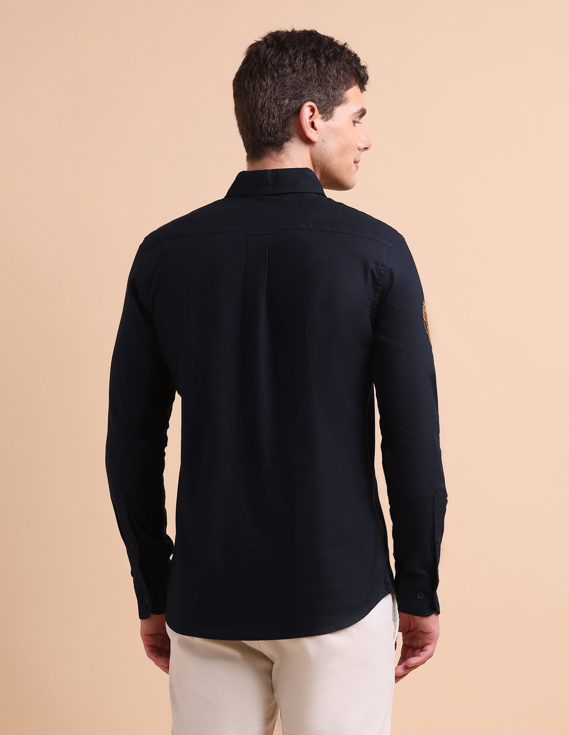 Image of U.S. POLO ASSN. Men Solid Casual Blue Shirt