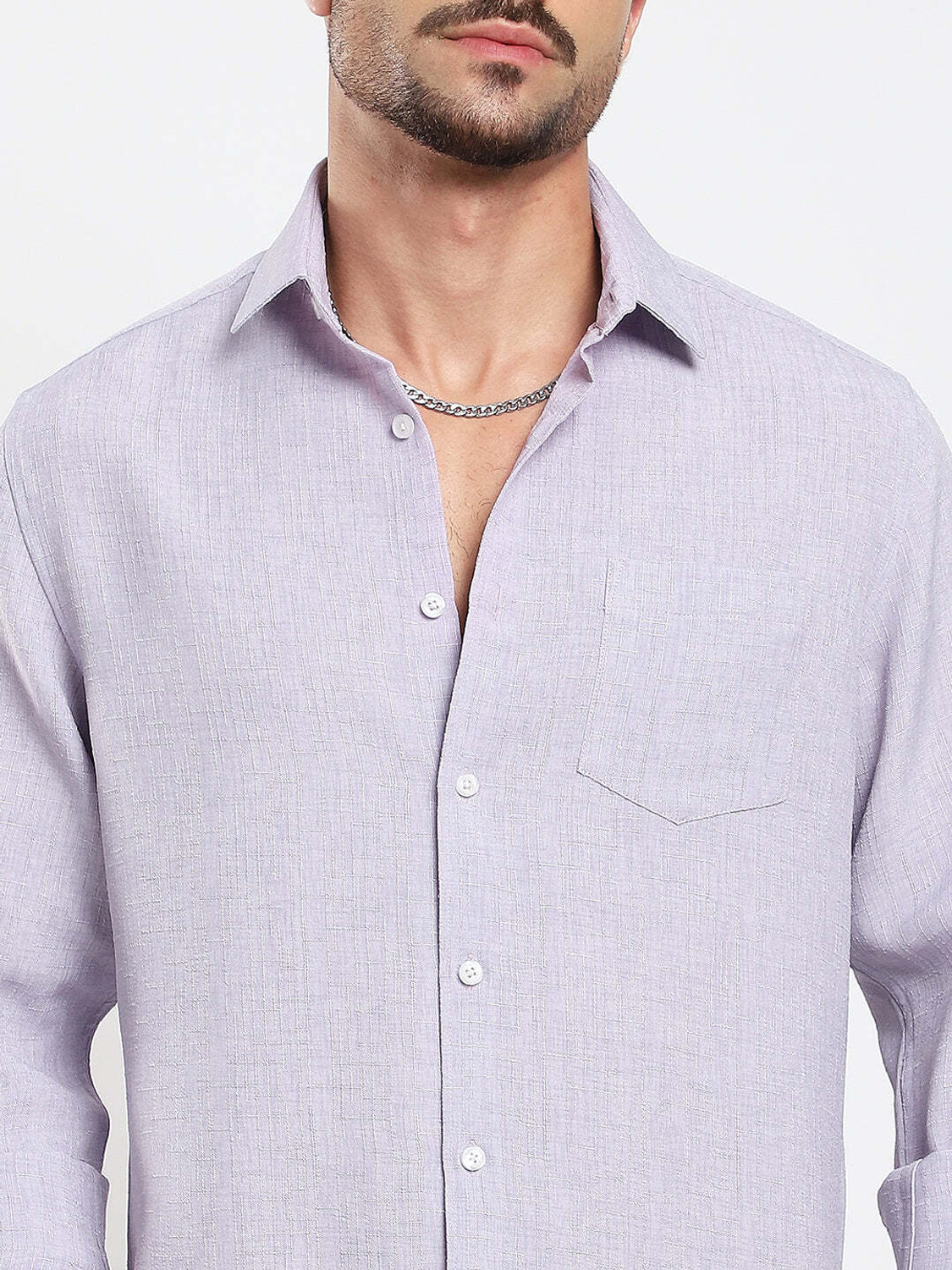 Image of VASTRADO Men Regular Fit Solid Cut Away Collar Casual Shirt