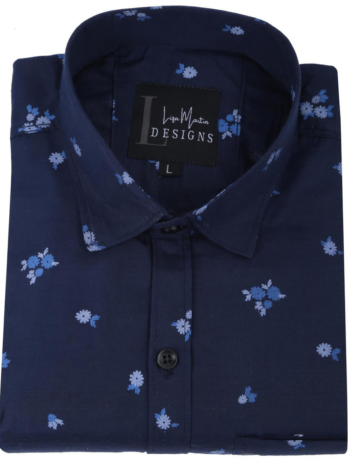 Image of LRK Men Printed Casual Dark Blue Shirt