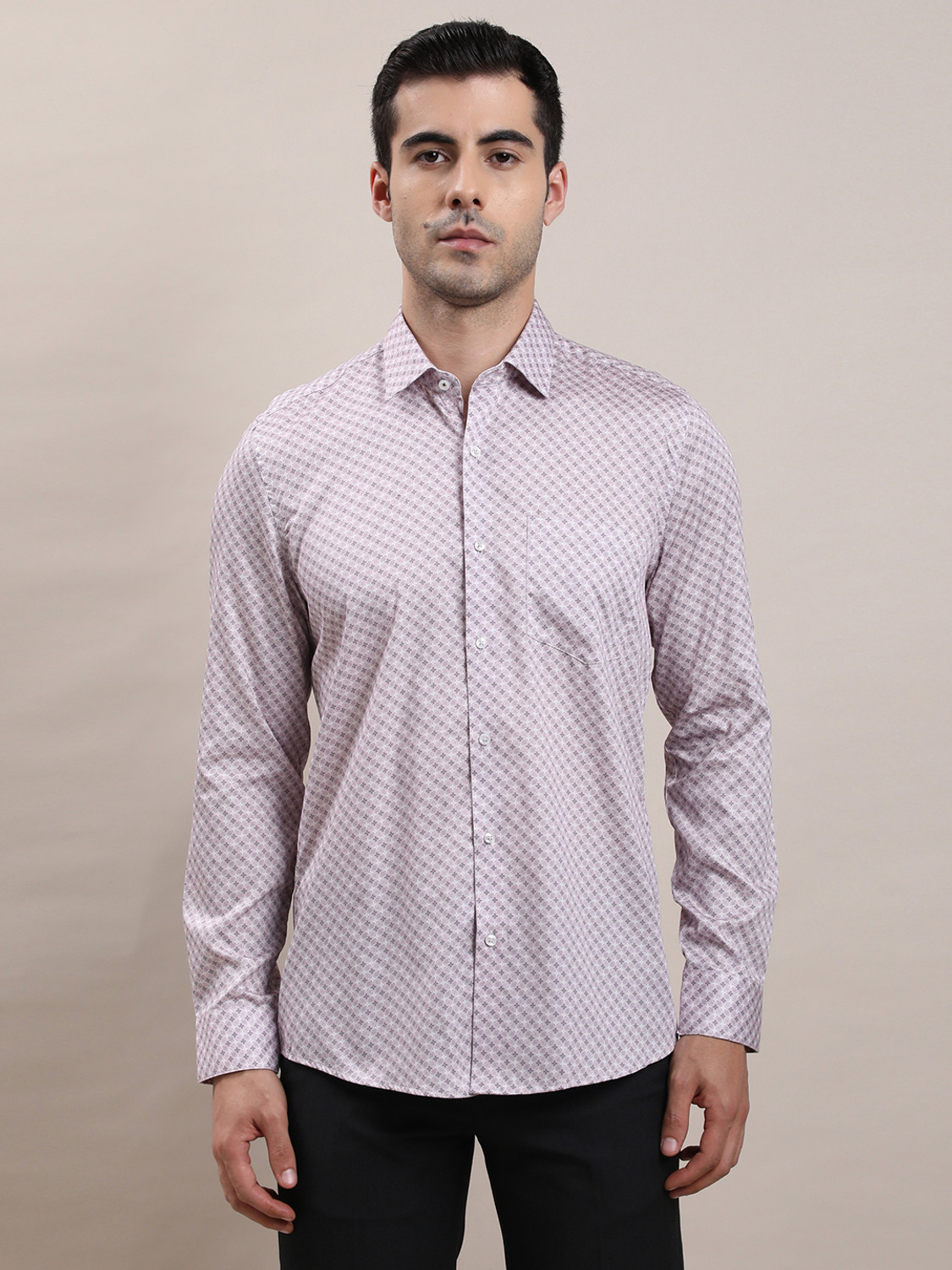 Image of TURTLE Men Printed Formal Purple Shirt