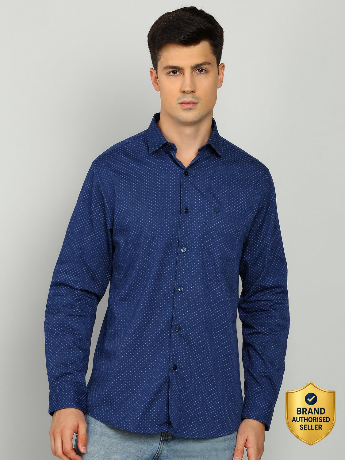 Image of Allen Solly Men Printed Casual Blue Shirt