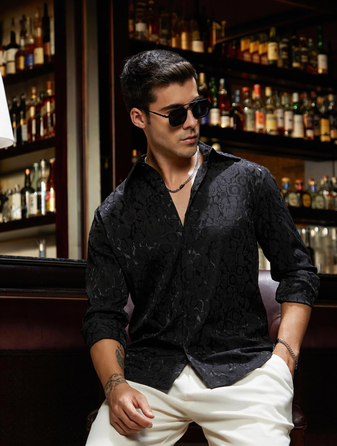 Image of CAHOOT Men Solid Casual Black Shirt