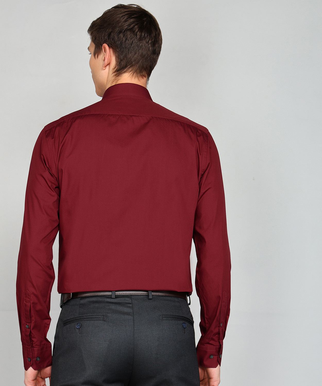 Image of ARROW Men Solid Formal Maroon Shirt