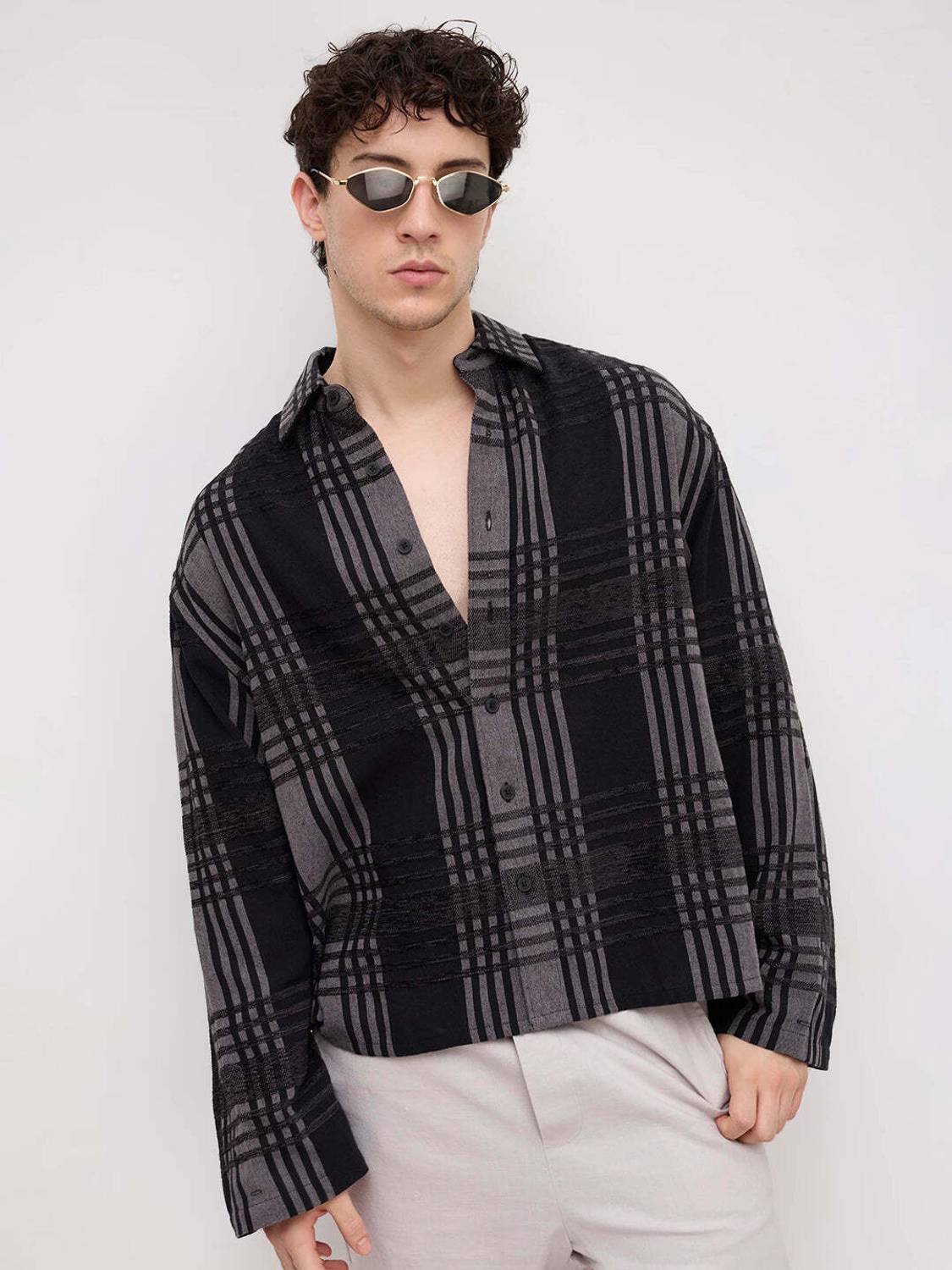 VASTRADO Men Checkered Grey Shirt - Image 1