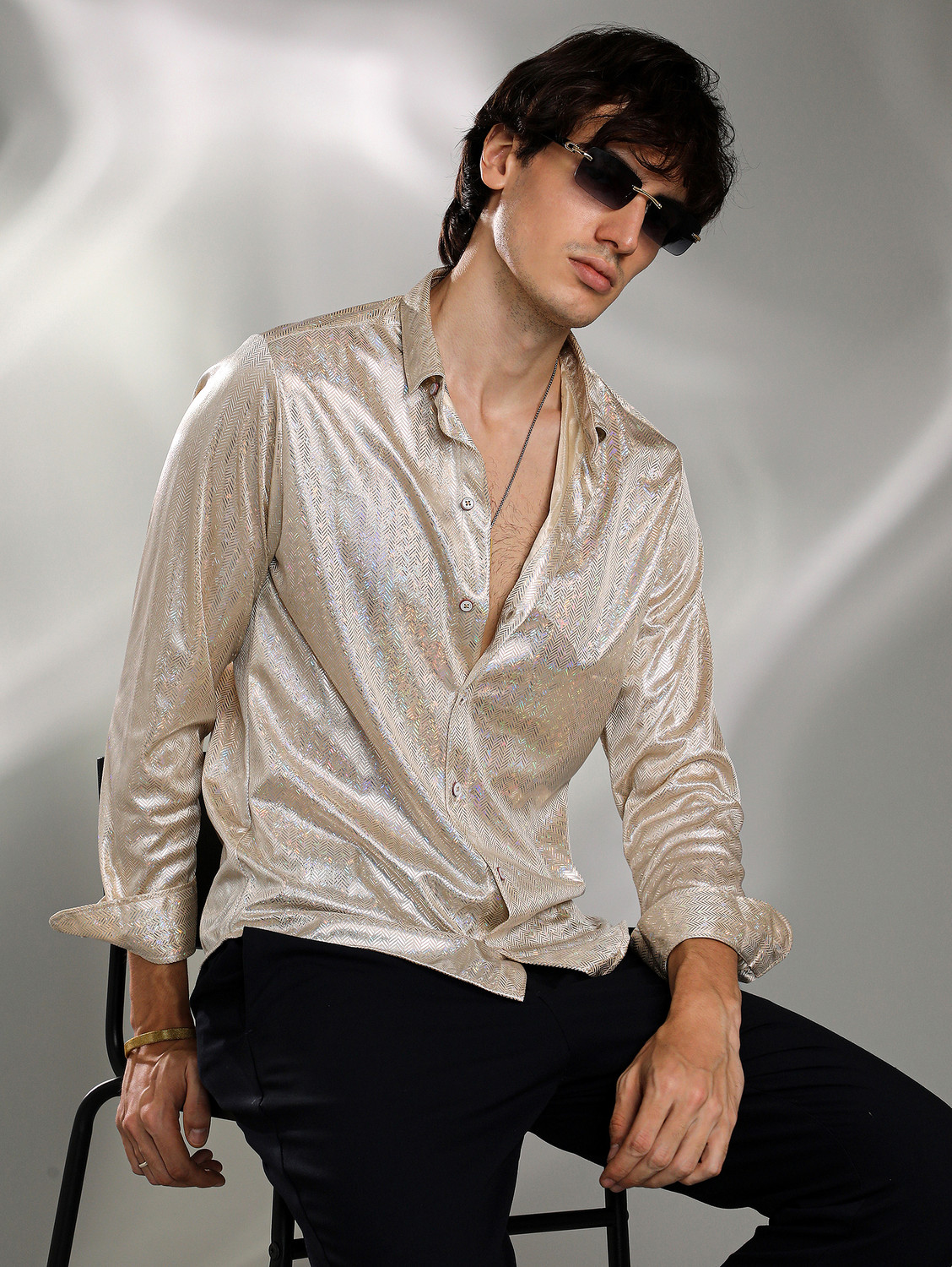 Image of CAMPUS SUTRA Men Embellished Casual Beige Shirt