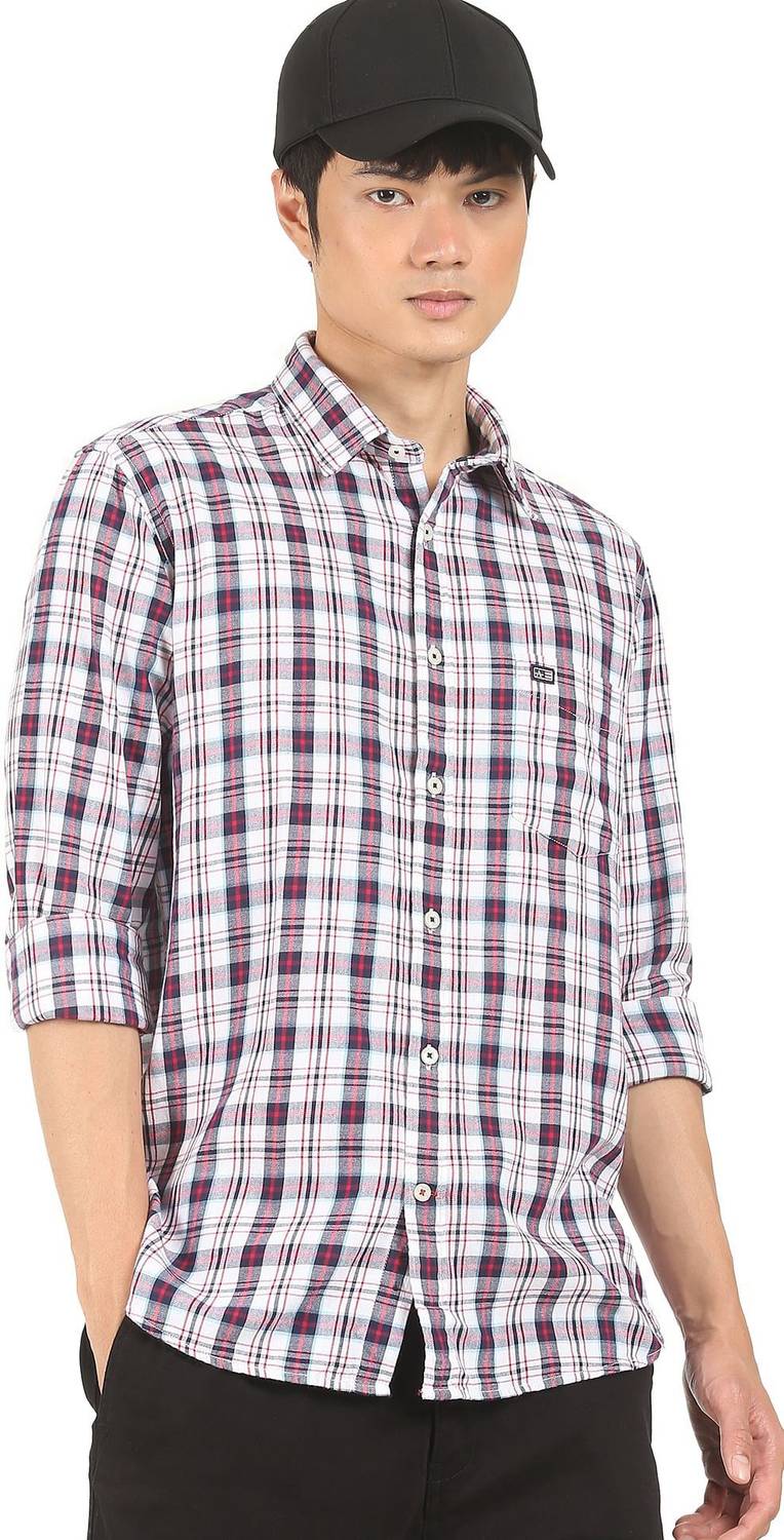 Arrow Sport Men Checkered Casual White Shirt