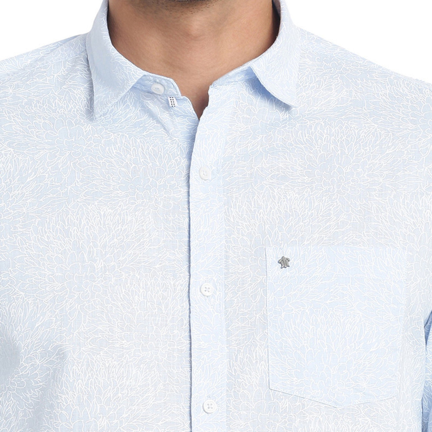 Image of TURTLE Men Solid Casual Light Blue, White Shirt