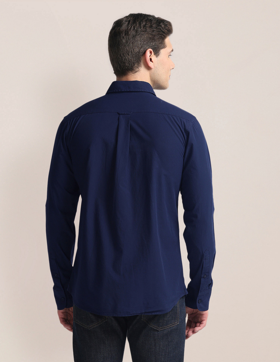 Image of U.S. POLO ASSN. Men Color Block Casual Blue Shirt