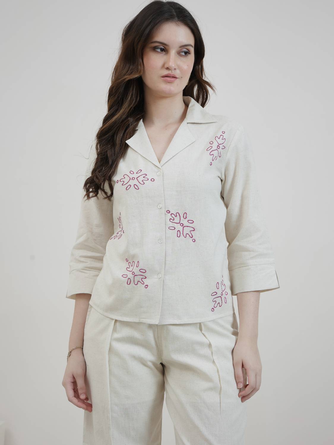 Boho By Athena Women Printed Casual Beige Shirt