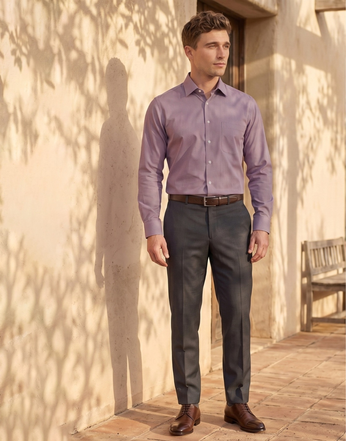Image of LOUIS PHILIPPE Men Printed Formal Purple Shirt