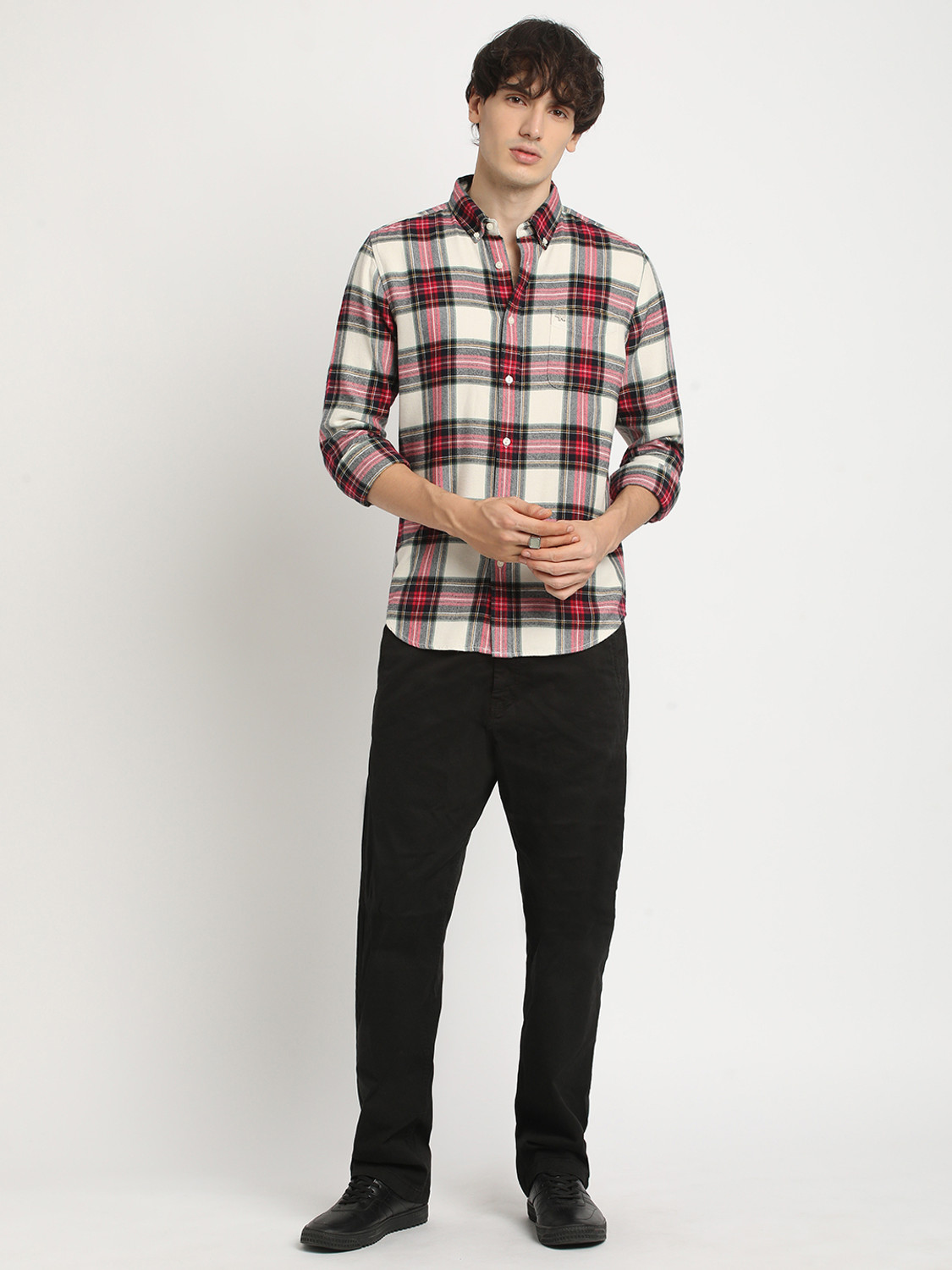 Image of THE BEAR HOUSE Men Checkered Casual Multicolor Shirt