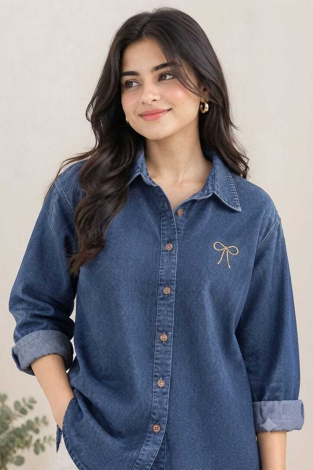 Image of buaGi collection Women Comfort Fit Washed Spread Collar Casual Shirt